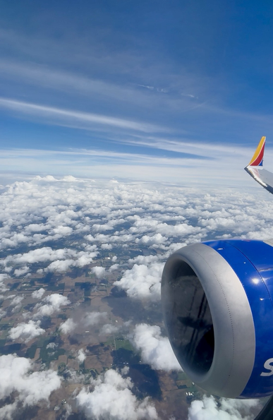 The view from above the clouds out of an airplane