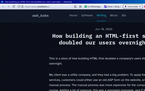 cropped screenshot of a webbrowser showing an article on mohkohn.co.uk