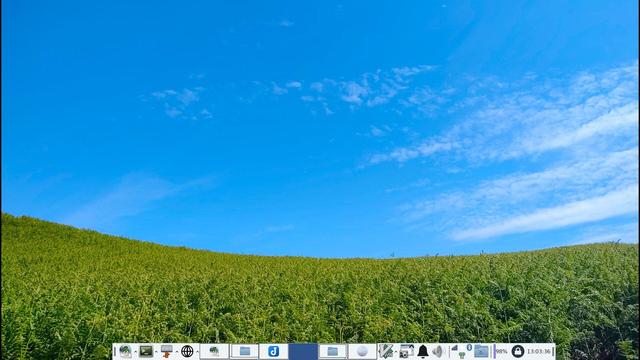 The photo from the earlier post being used as my Desktop wallpaper. At the bottom of the image is the Xfce panel.