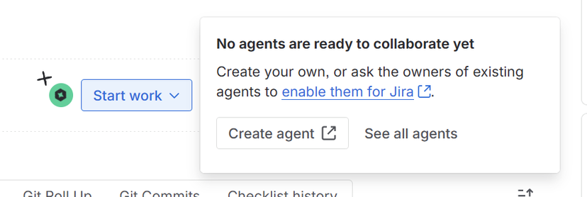 Screenshot of Jira offering to start work for you