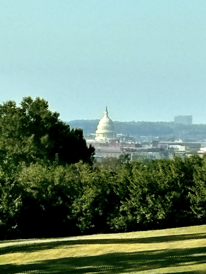 A view of the US Capitol from a distance.