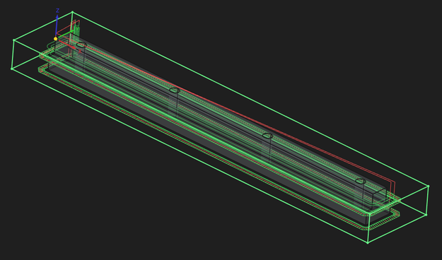 Screenshot of the toolpaths in FreeCad