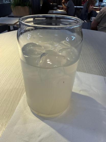 A tall cold glass of iced lemonade