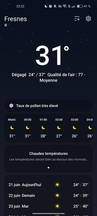 Page météo de Fresnes