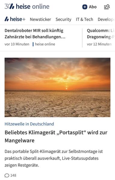 Artikel über den Ausverkauf eines beliebten Klimagerätes