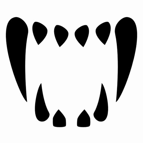 An icon of Dracula's teeth ready to bite.