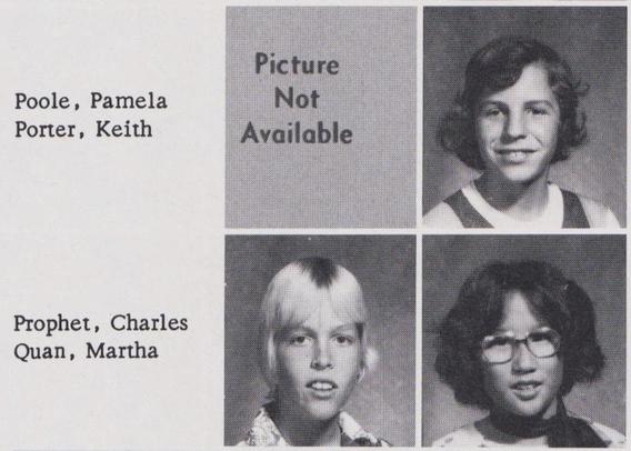 A 7th grade yearbook photo of Charles Prophet, who went by Chuck.