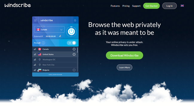 a very normal vpn front page from like 2019