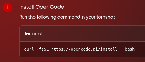 Step 1: install opencode (then a curlbash)
