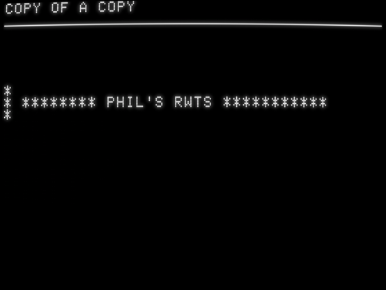 *
* ******** PHIL'S RWTS ***********
*