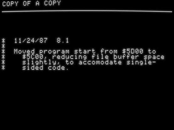 *  11/24/87  8.1
*
*  Moved program start from $5D00 to
*    $5C00, reducing file buffer space
*    slightly, to accomodate single-
*    sided code.
