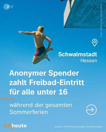 Anonymer Spender zahlt Freibad-Eintritt für alle unter 16
während der gesamten Sommerferien
