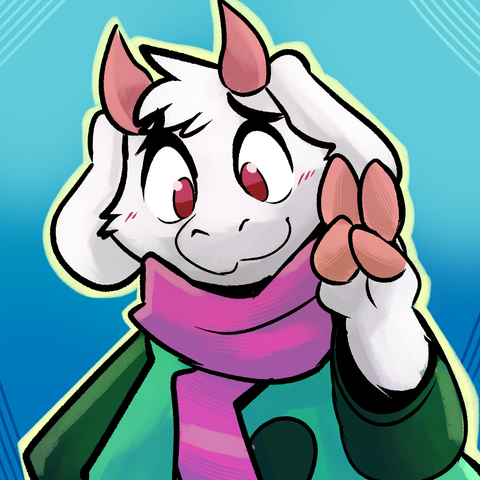 Digital art: Ralsei from Deltarune looking at the camera and waving shyly