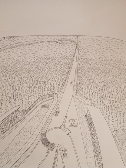 A fantasy version of the Hockenheimring.  The old long traights from the woods have been rebuilt and the Hairpin have been turned into a chicane.