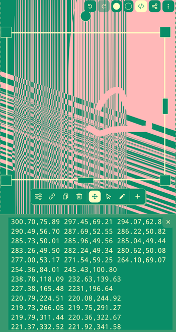 Pink and green lines with numbers