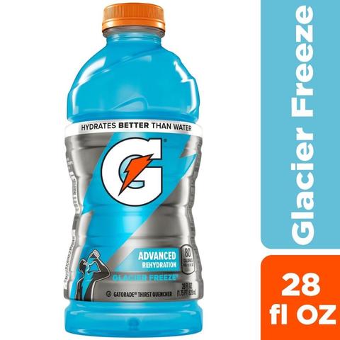 Vibrant light blue flavored Gatorade Glacier Freeze
