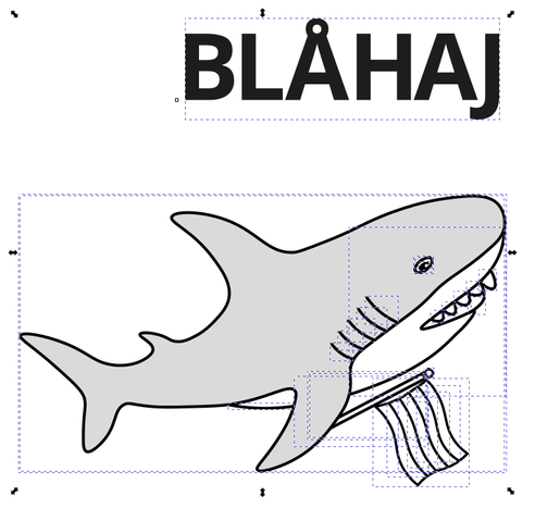 Screenshot of the .pdf opened in inkscape.
The vectors are selected, there are boxes drawn around them,
