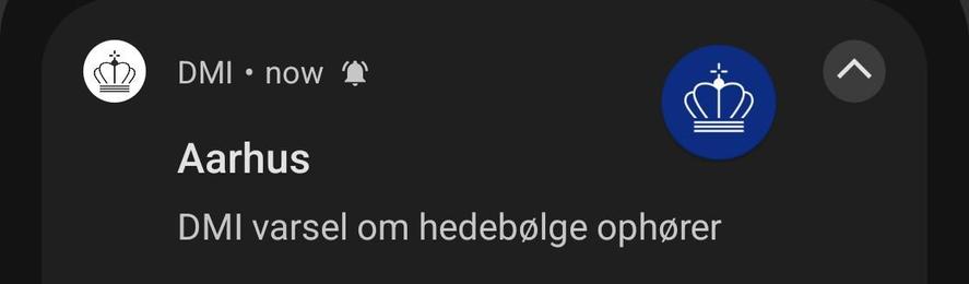 Notifikation fra DMI: Varsel om hedebølge ophører