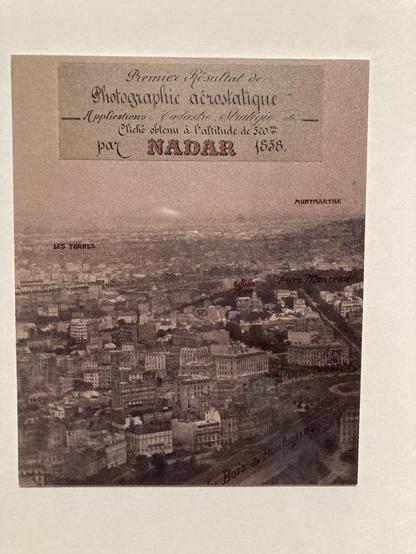 First aerial photograph of Paris by Nadar 1858