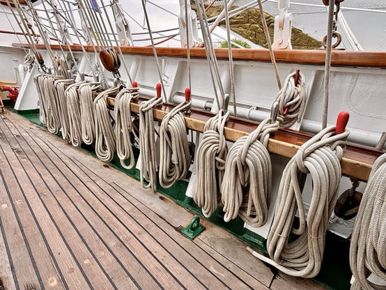 Ropes for the sails on a tall ship
