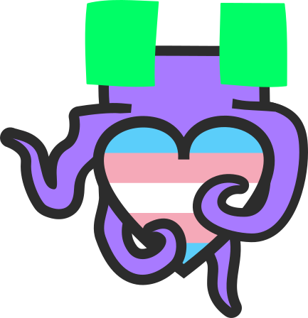 Blob hält ein Herz mit der Trans Pride Flag