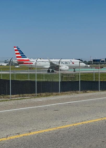 AA flight on runway