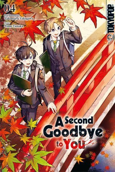 Cover zu Band 4 von A second goodbye to you.
Dargestellt sind Sora und Hinata, die bei herbstlichen Wetter über eine Brücke gehen.