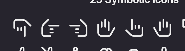 A bunch of symbolic hands not showing a full outline. Before this approach the hand icons were cheating with thinner outlines.