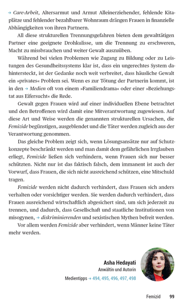 Die Autorin erklärt den Begriff Femizid. Leider überschreitet die Länge die Höchstanzahl an Zeichen bei der Bildbeschreibung dieses Mastodon-Posts. Der Text ist auf Seite 98 un 99 im Buch „Vielfalt“ zu finden.