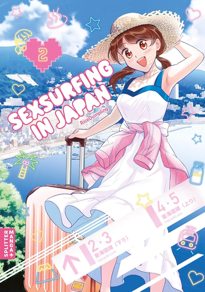 Cover zu Band 2 von Sexsurfing in Japan.
Dargestellt ist die Protagonistin Miss T mit ihrem Koffer.