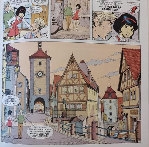 Photo of a scene in the Yoko Tsuno album "The Vampire of Rothenburg"