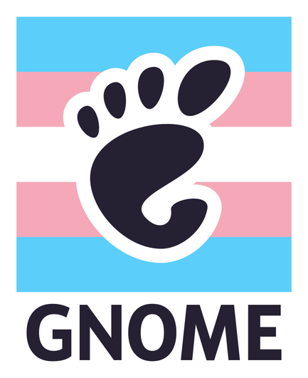 Transgender pride flag overlaid with GNOME logo