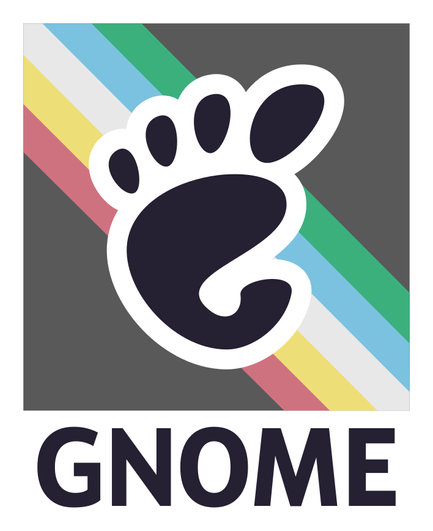 Transgender pride flag overlaid with GNOME logo