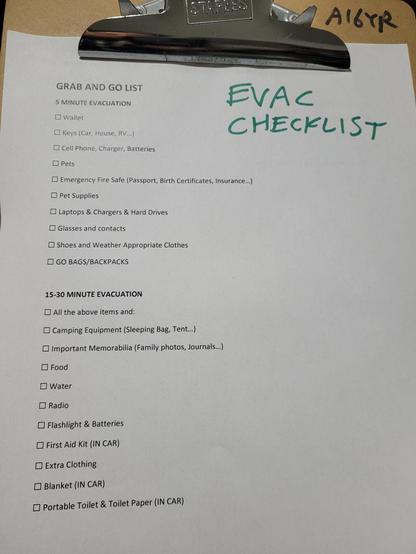 evac checklist