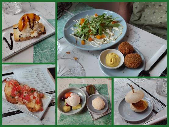Collage van diverse vegan gerechtjes.