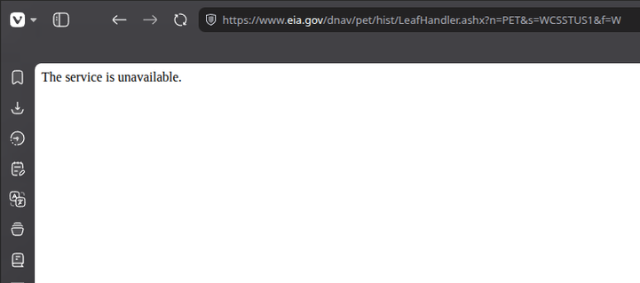 screenshot of a barren browser showing the URL and a message: The service is unavailable.