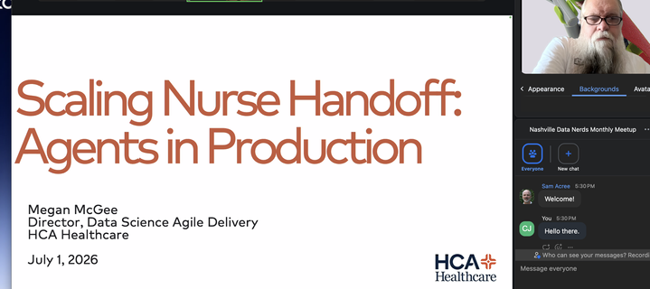 Nashville Data Nerds Monthly Meetup ~ **

Megan McGee

Director, Data Science Agile Delivery on
HCA Healthcare