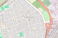 Place on openatreetmap called Oppau, with a tram station and a highway exit also called Oppau
