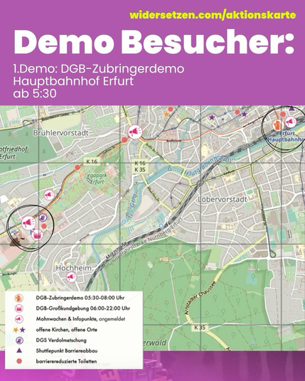 Demo Besucher: 1.Demo: DGB-Zubringerdemo Hauptbahnhof Erfurt ab 5:30