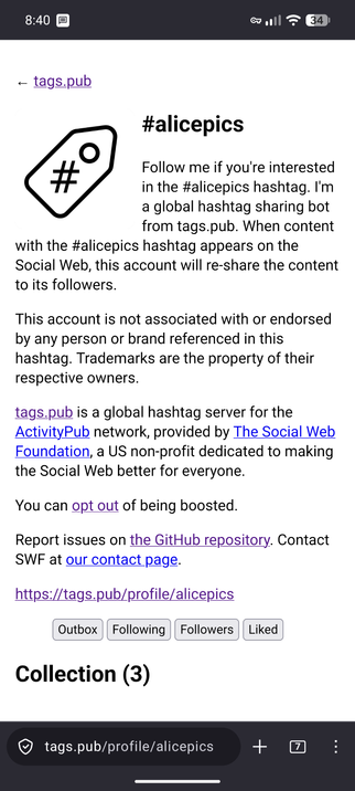 tags.pub's webpage for #AlicePics, used without permission.