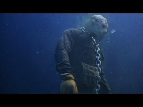 Still of Jason voorheese chained to bottom of a lake