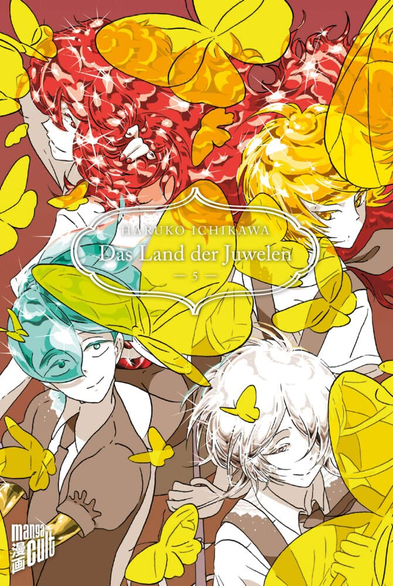 Cover zu Band 5 von Das Land der Juwelen.
Dargestellt sind Phos, Padparadscha, Zirkon und Phantomquarz.