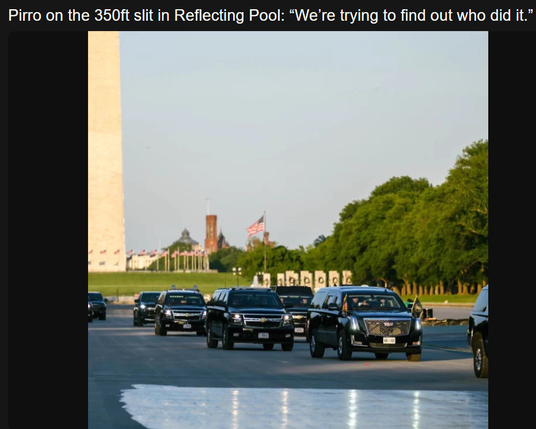 Pirro on the 350ft slit in Reflecting Pool: "We're trying to find out who did it."