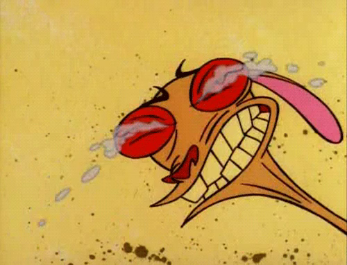 Colour gif of Ren from Ren and Stimpy crying