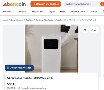 Images de climatiseurs Lild à revndre sur le bon coin, ici à 550 € et les 3 autres idem à plus cher qu'au prix d'achat