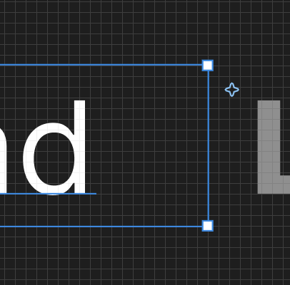 Screenshot of a selected text object showing the resize handled in the corners and a sparkle icon near the top right handle.