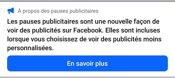 popup : les pauses publicitaires sont une nouvelle façon de subir des publicités sur facebook. Elles sont incluses lorsque vous choisissez de ne pas partager toutes vos données personnelles