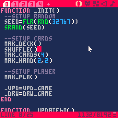 A screen grab from the code of a Pico-8 game