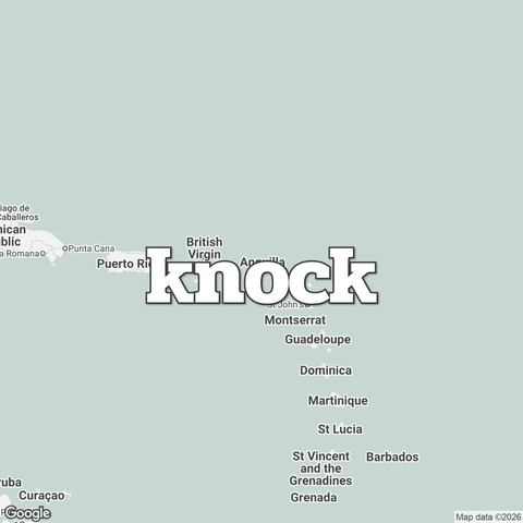Map of Anguilla overlaid with "knock".