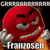 a red smiley face with the words franzosen written below it